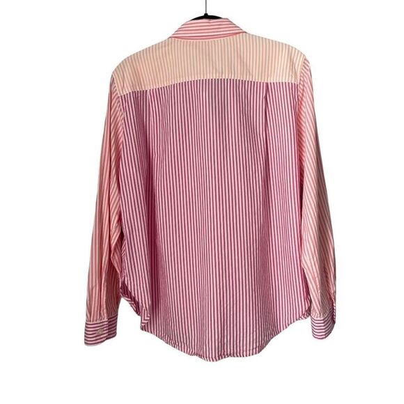 Loft Button-Down Colorful Striped Everyday Blouse Size Petite Medium Long Sleeve - Picture 6 of 6